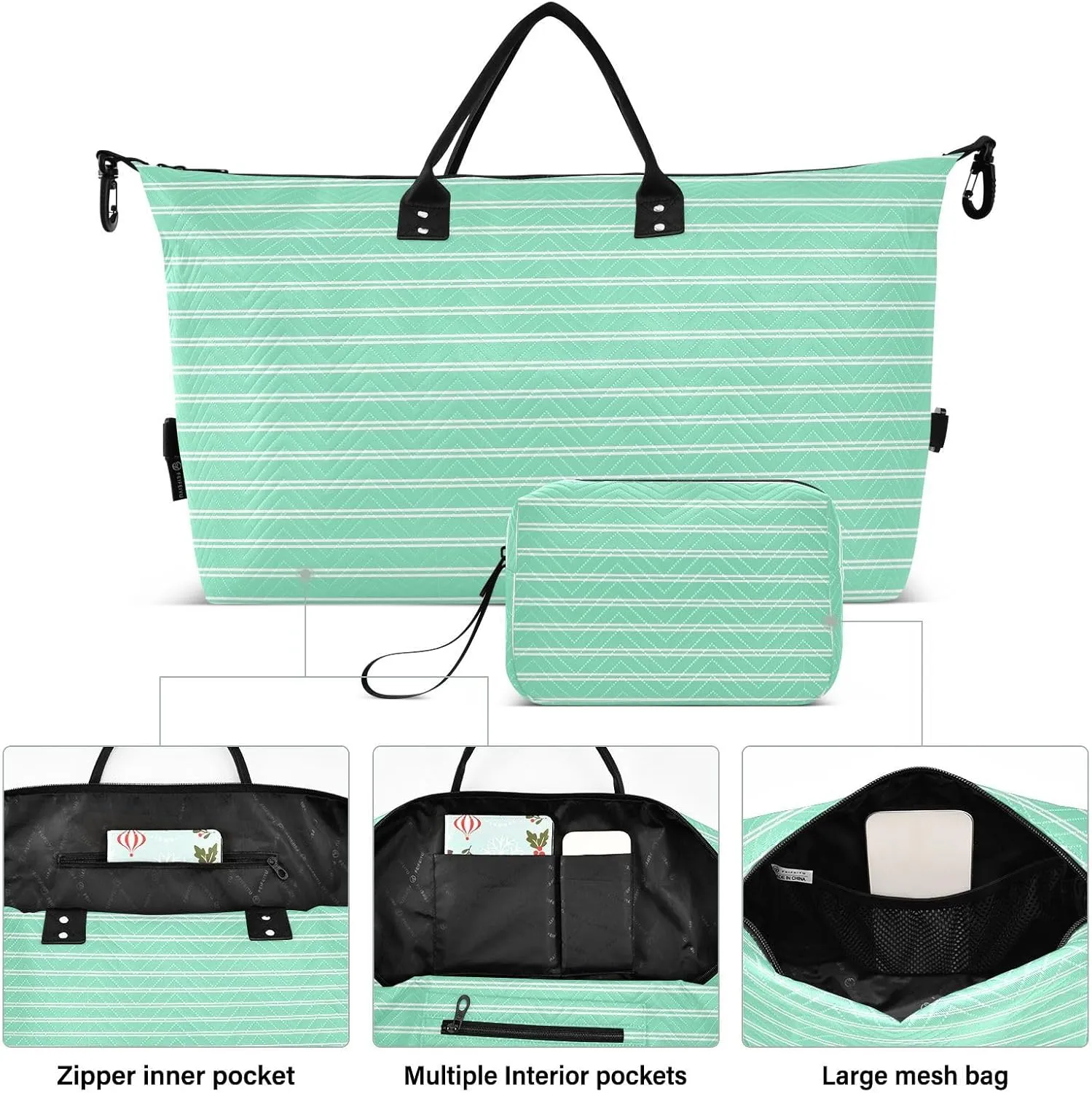 Aslsiy Travel Duffel Bags for Women Striped Carnival Glass Color Sports Duffel Bags Weekender Bags Gym Bag with Toiletry Bag Carry on Overnight Bag