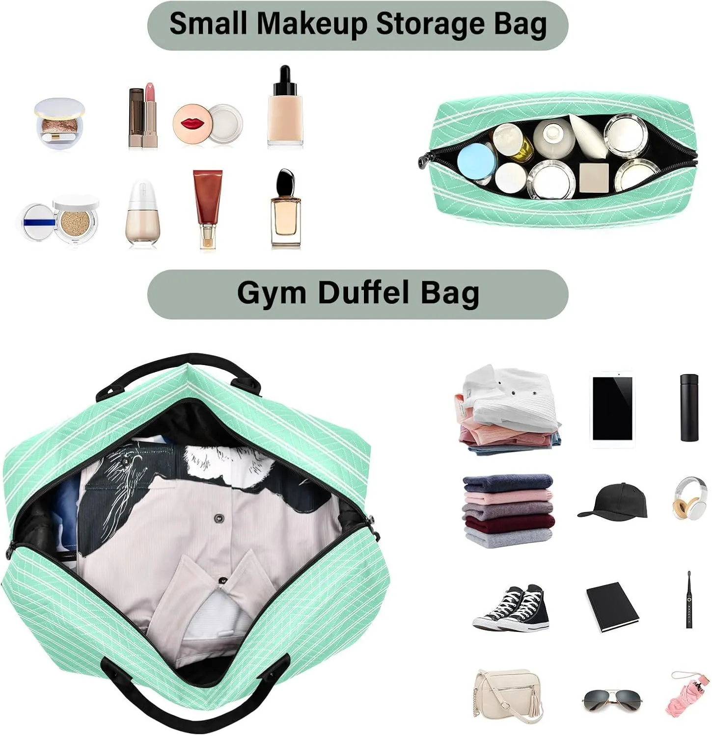 Aslsiy Travel Duffel Bags for Women Striped Carnival Glass Color Sports Duffel Bags Weekender Bags Gym Bag with Toiletry Bag Carry on Overnight Bag