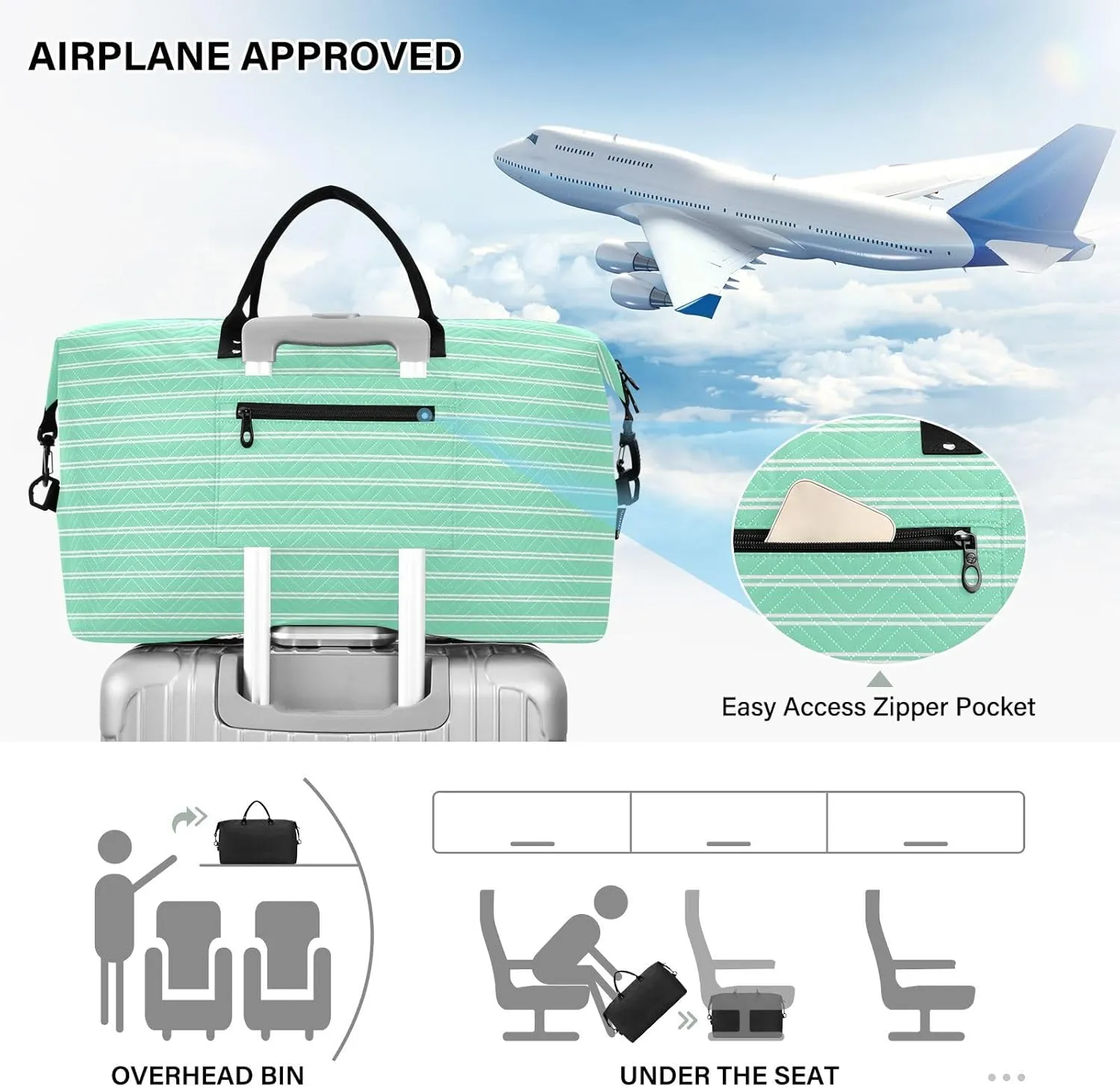 Aslsiy Travel Duffel Bags for Women Striped Carnival Glass Color Sports Duffel Bags Weekender Bags Gym Bag with Toiletry Bag Carry on Overnight Bag