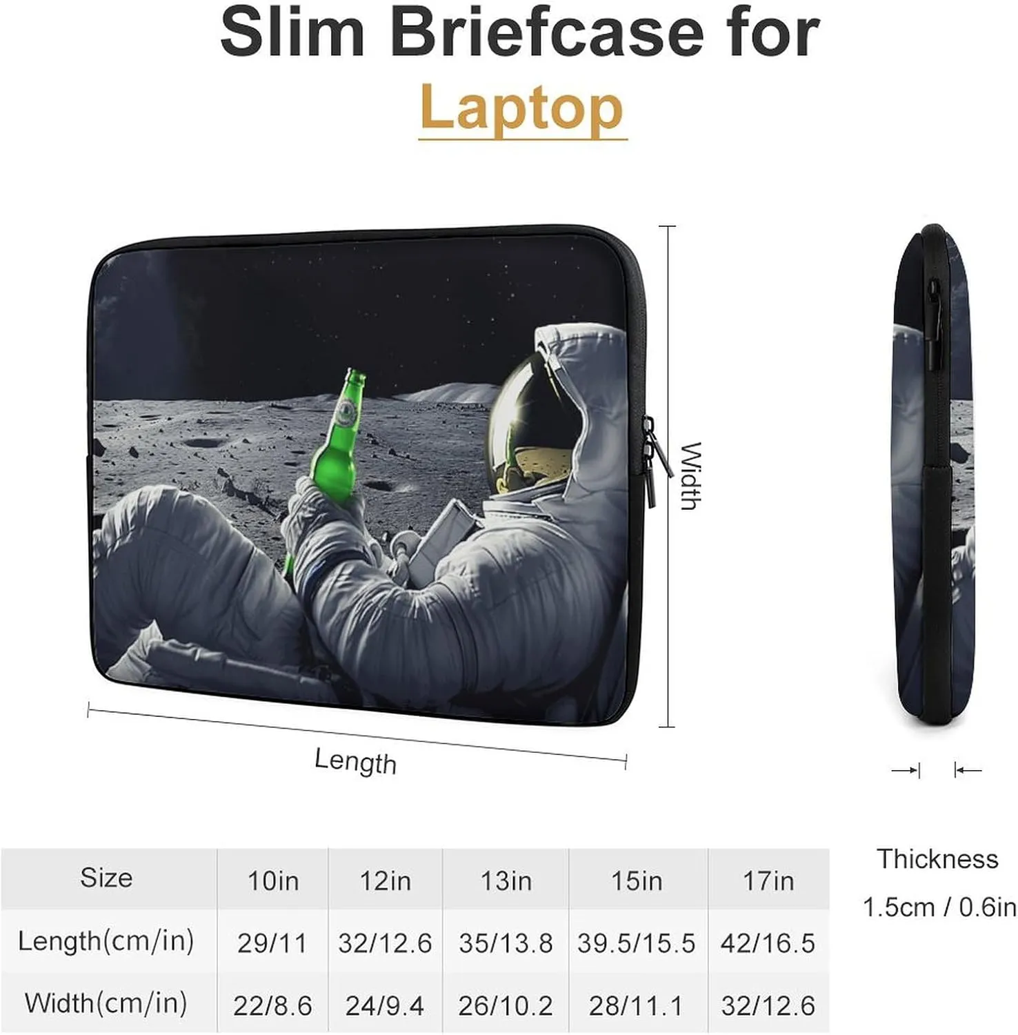 Astronaut in Moon Laptop Sleeve 13/15 Inch Briefcase Cover Shockproof Protective Case Handbags Portable Laptop Bag