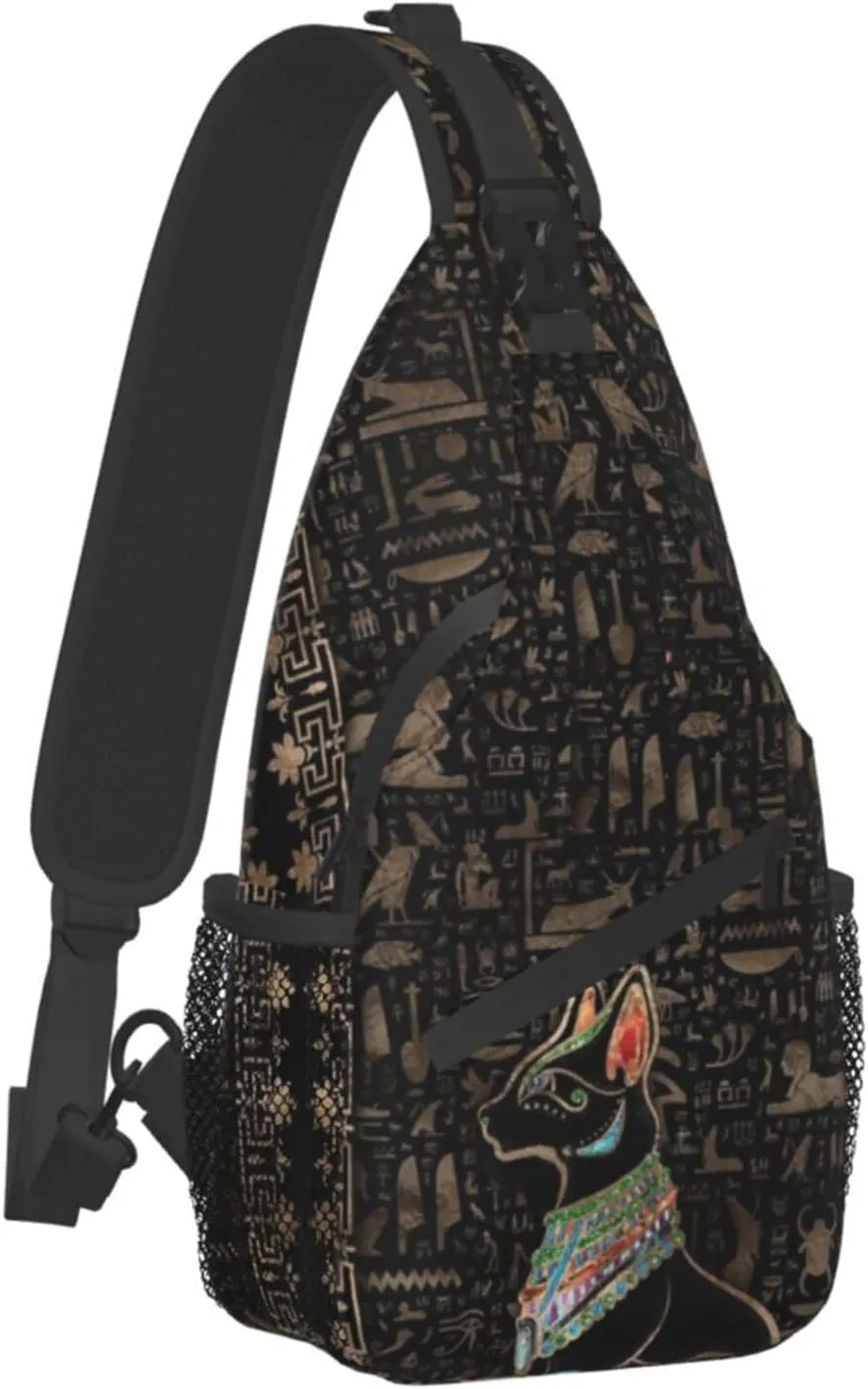 ASYG Ancient Egyptian Sling Bag Crossbody Chest Daypack Casual Backpack Egyptian Shoulder Bag Egyptian Decor