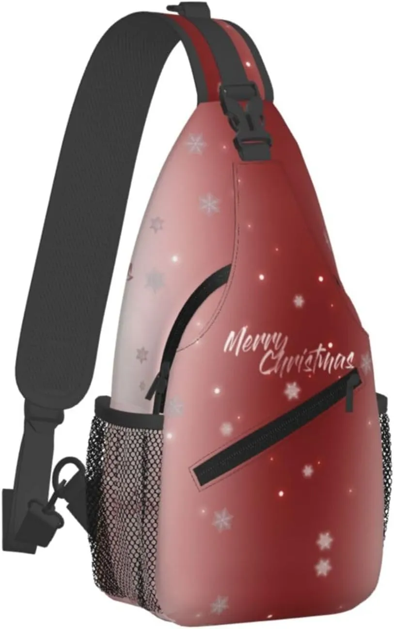 ASYG Christmas Sling Bag Merry Christmas Shoulder Bag Christmas Crossbody Chest Daypack Casual Backpack Snowflakes Bag