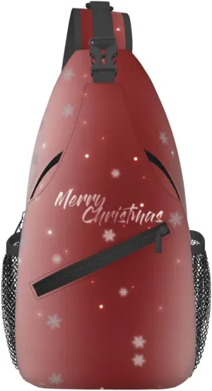 ASYG Christmas Sling Bag Merry Christmas Shoulder Bag Christmas Crossbody Chest Daypack Casual Backpack Snowflakes Bag