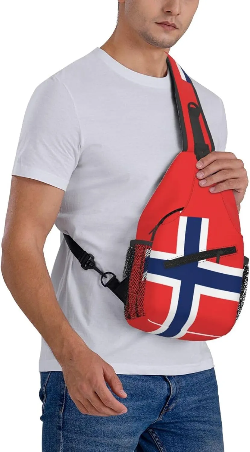 ASYG Norway Sling Bag Norway Flag Shoulder Bag Norway Crossbody Chest Daypack Casual Backpack Flag Bag for Norwegian