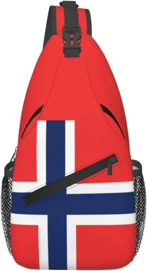 ASYG Norway Sling Bag Norway Flag Shoulder Bag Norway Crossbody Chest Daypack Casual Backpack Flag Bag for Norwegian
