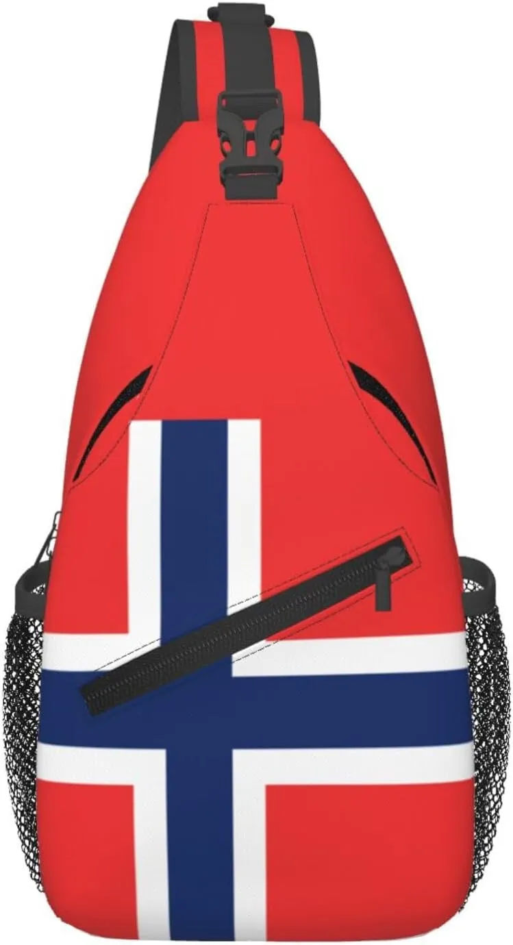 ASYG Norway Sling Bag Norway Flag Shoulder Bag Norway Crossbody Chest Daypack Casual Backpack Flag Bag for Norwegian