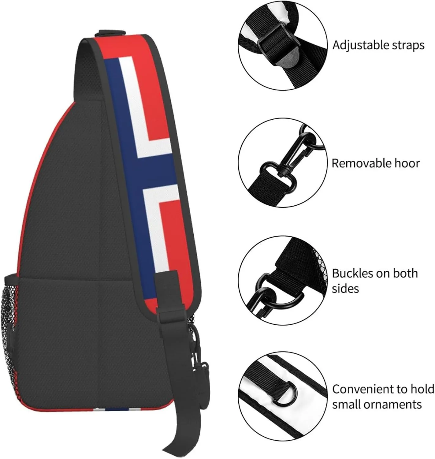 ASYG Norway Sling Bag Norway Flag Shoulder Bag Norway Crossbody Chest Daypack Casual Backpack Flag Bag for Norwegian