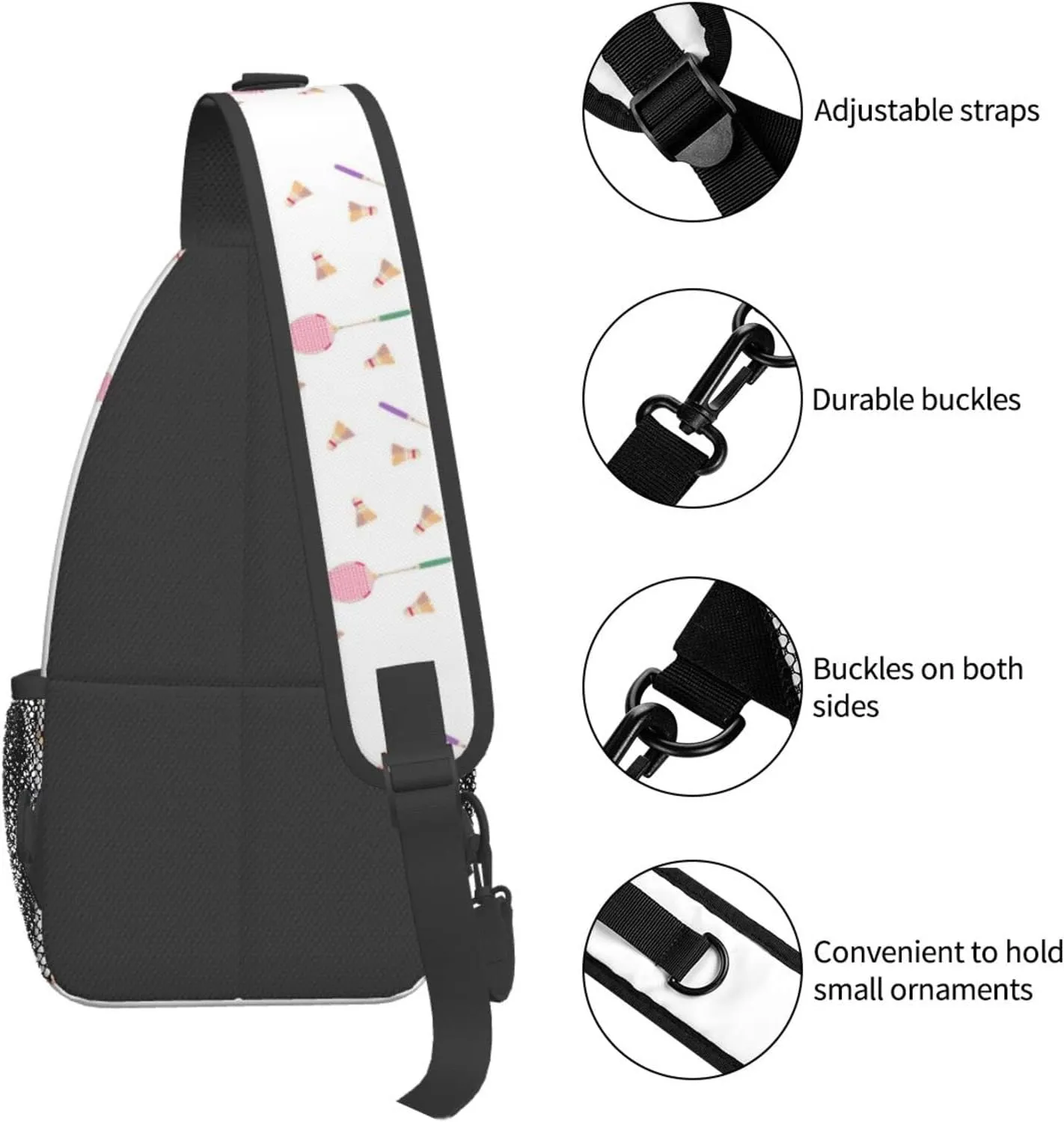 ASYG Tennis Sling Bag Sport Crossbody Chest Daypack Casual Backpack Tennis Shoulder Bag For Travel Picnic
