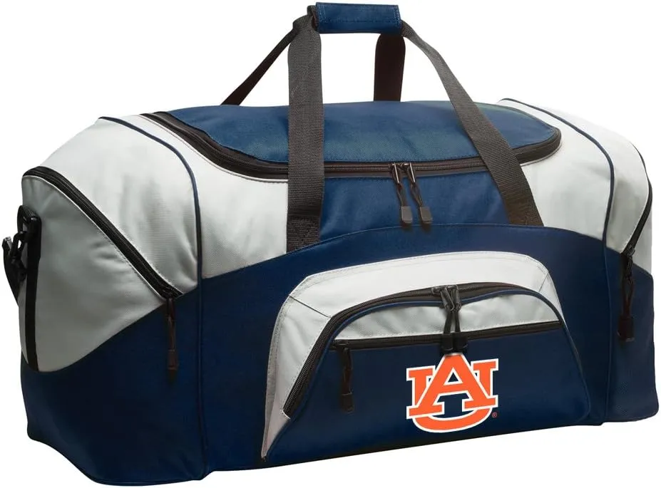 Auburn University Duffel Bag LARGE Auburn Suitcase or Gym Bag for Men Ladies Him or Her! (Auburn Logo, Navy)