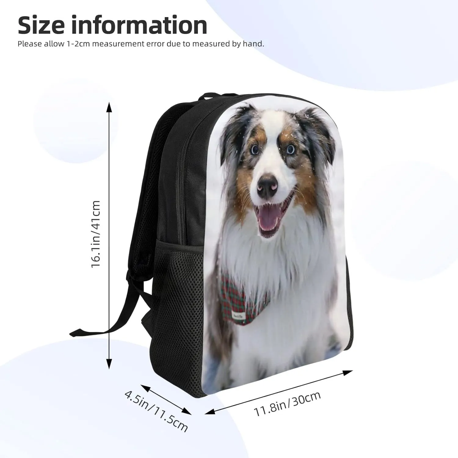 Australian Shepherd Backpack College Bookbag Unisex Travel Backpack Laptop Bag