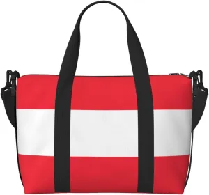 Austrian Flag Travel Duffel Bag Tote Carry On Luggage Bag Water Resistant Weekender Overnight Bags For Foldable