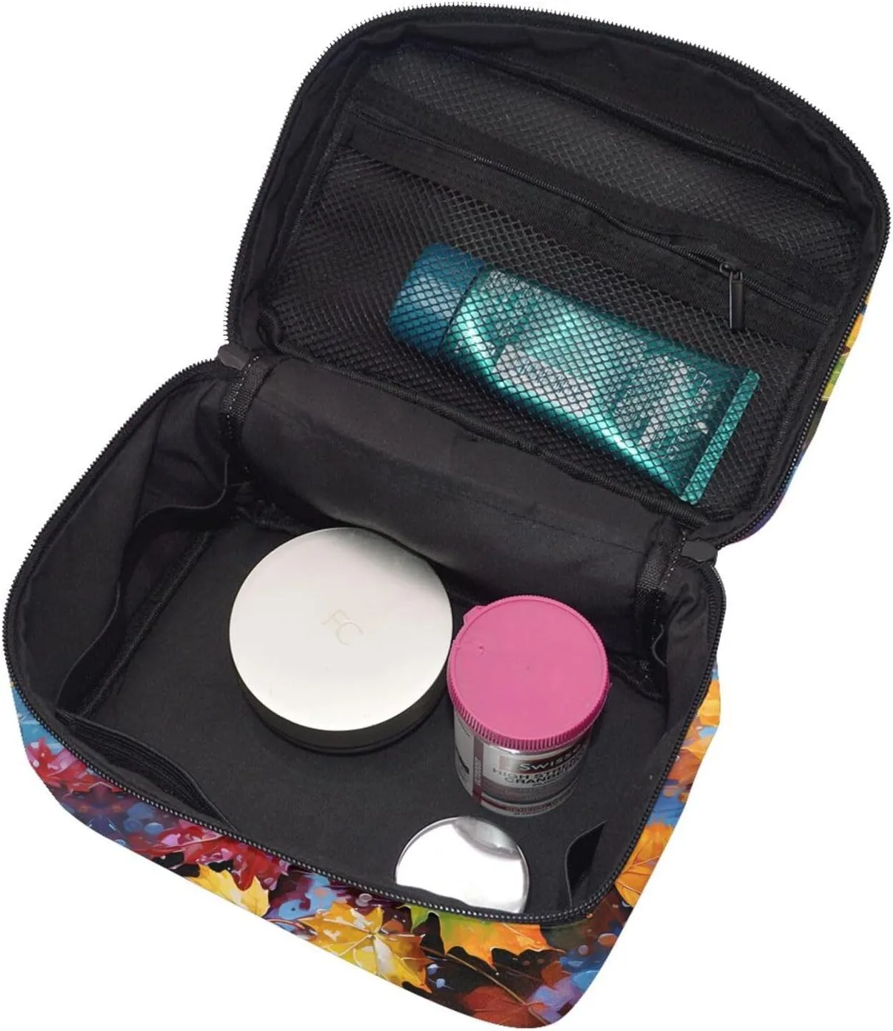 Autumn Maple Leaves Makeup Bag for Women Travel Cosmetic Bag Large Makeup Case Portable Toiletry Skincare Organizer Bag