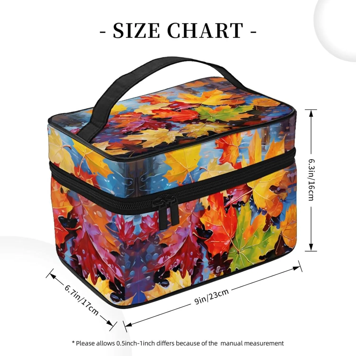 Autumn Maple Leaves Makeup Bag for Women Travel Cosmetic Bag Large Makeup Case Portable Toiletry Skincare Organizer Bag