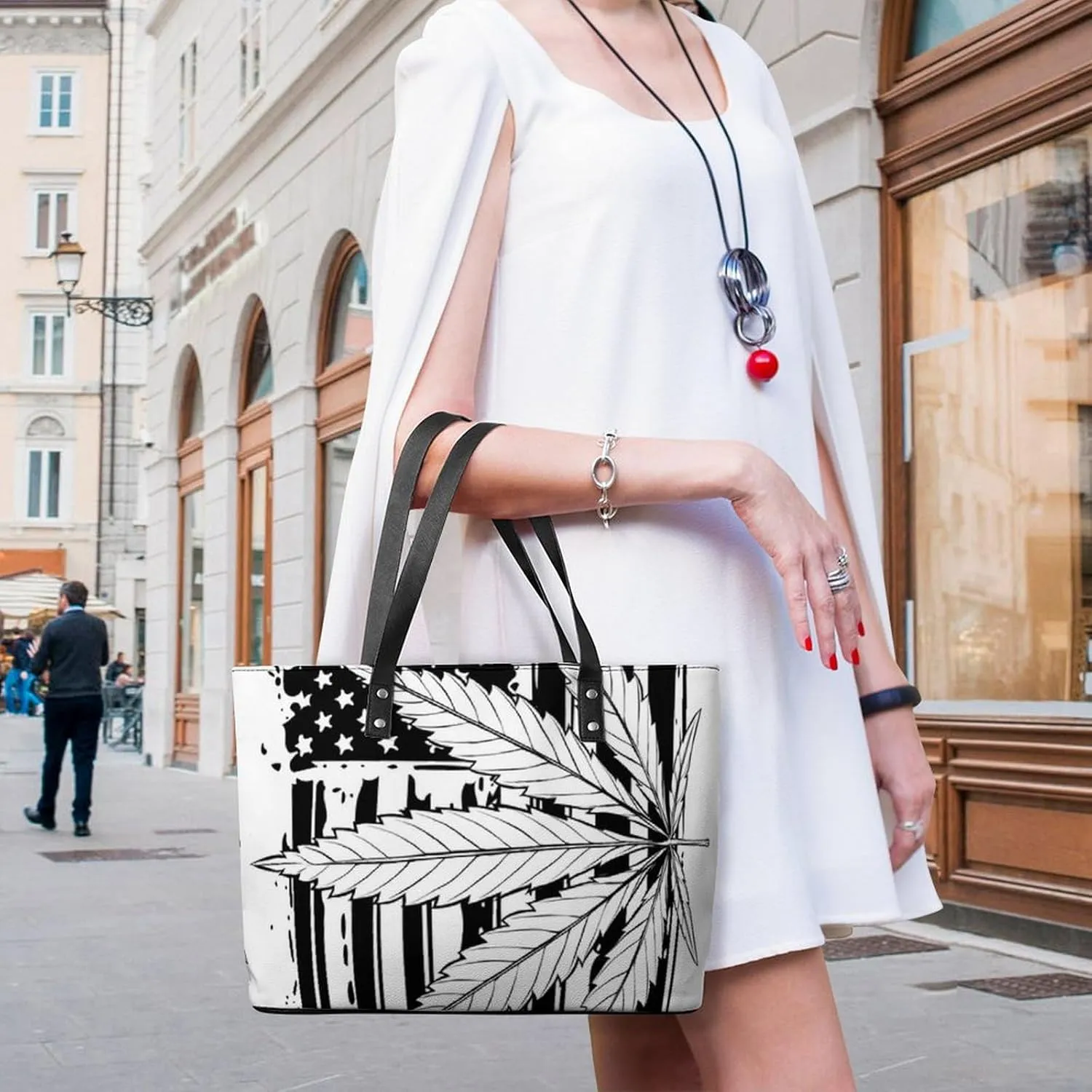 Aztec Geometric Ethnic Patterns Leather Handbag Smooth Wrinkle Resistant Lightweight And Convenient