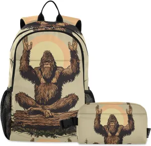 Backpack Gorilla Log Trees Book Bag Daypack Shoulder Bag Lightweight Back Pack with Lunch Box Travel Laptop Daypack 18.5 x 11.8 In