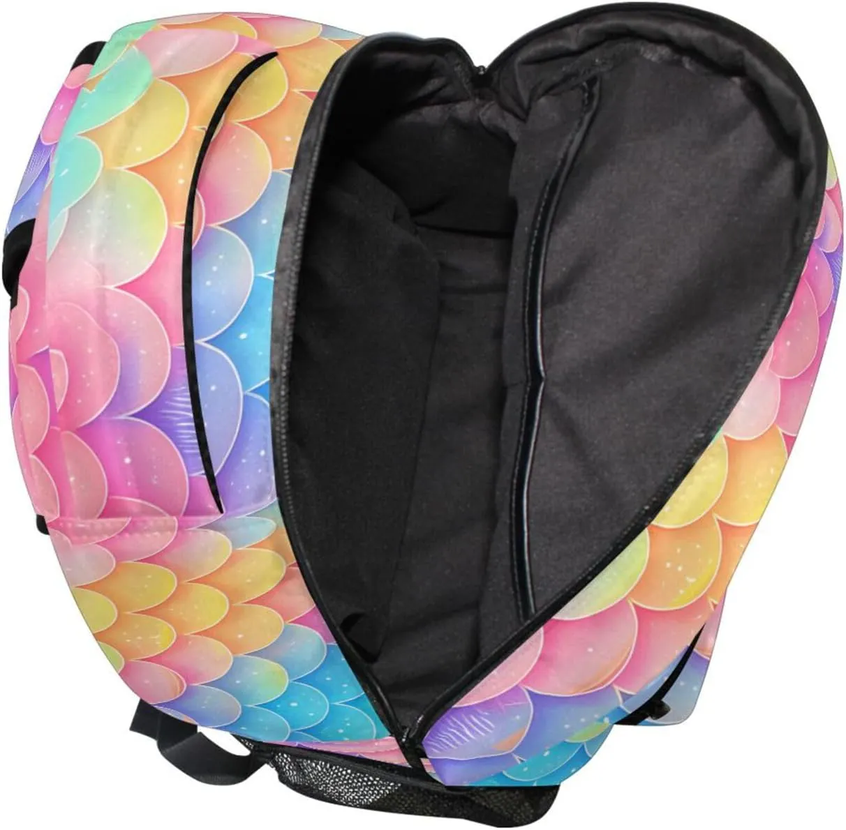 Backpacks for Men and Women Fashion Carry On Backpacks with Chest Strap for Travel Trip Rainbow Fish Scale Shimmering