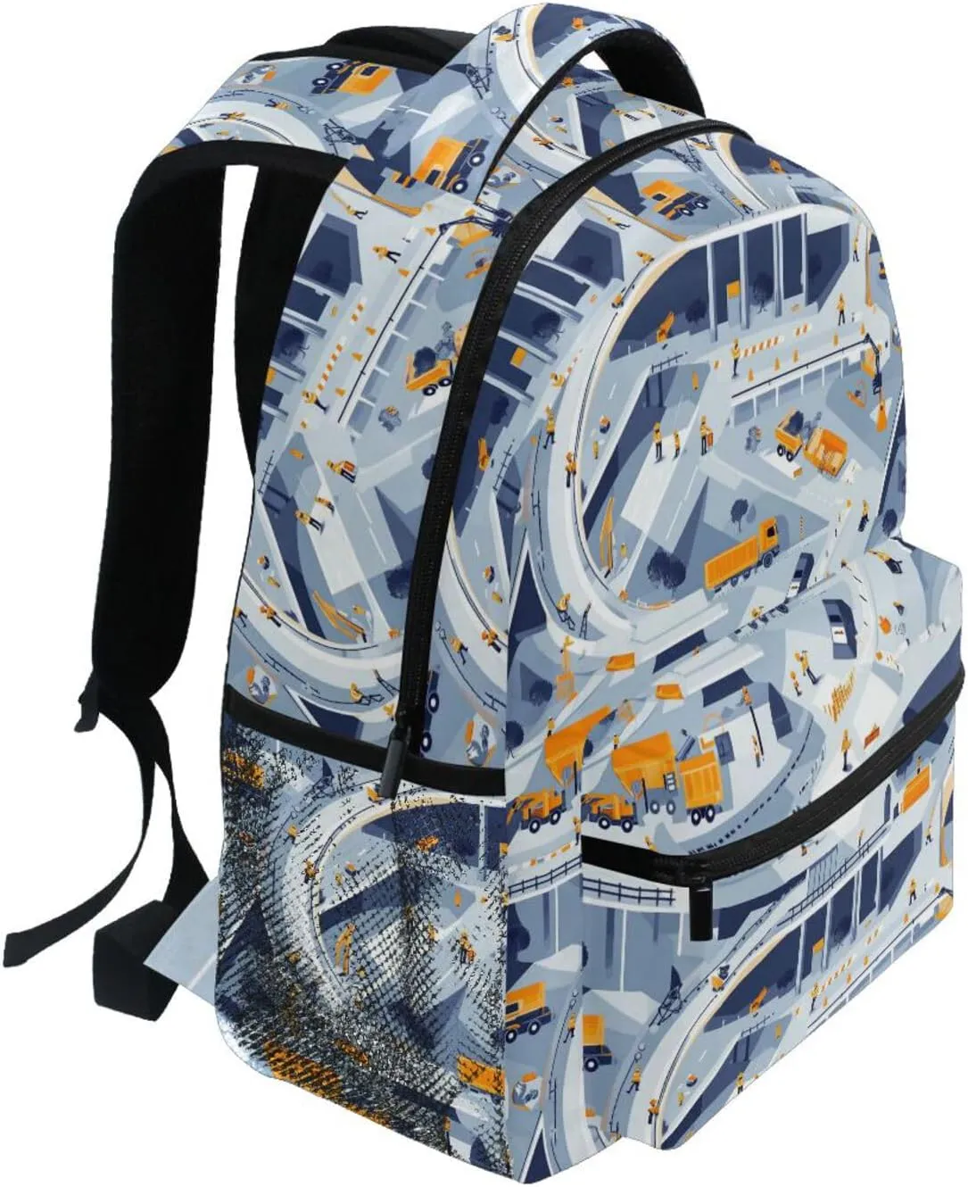 Backpacks for Men and Women Fashion Carry On Backpacks with Chest Strap Gift Men & Women Construction Scene Concrete Mixer Truck