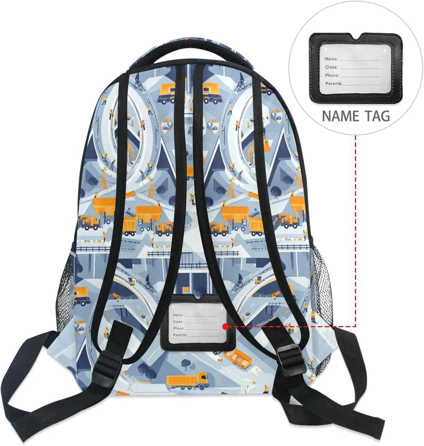 Backpacks for Men and Women Fashion Carry On Backpacks with Chest Strap Gift Men & Women Construction Scene Concrete Mixer Truck