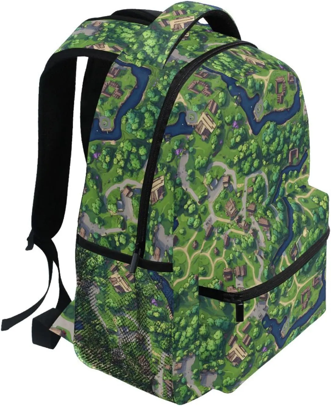 Backpacks for Men Women Waterproof College School Computer Bag with Chest Strap for Travel Trip Game Map