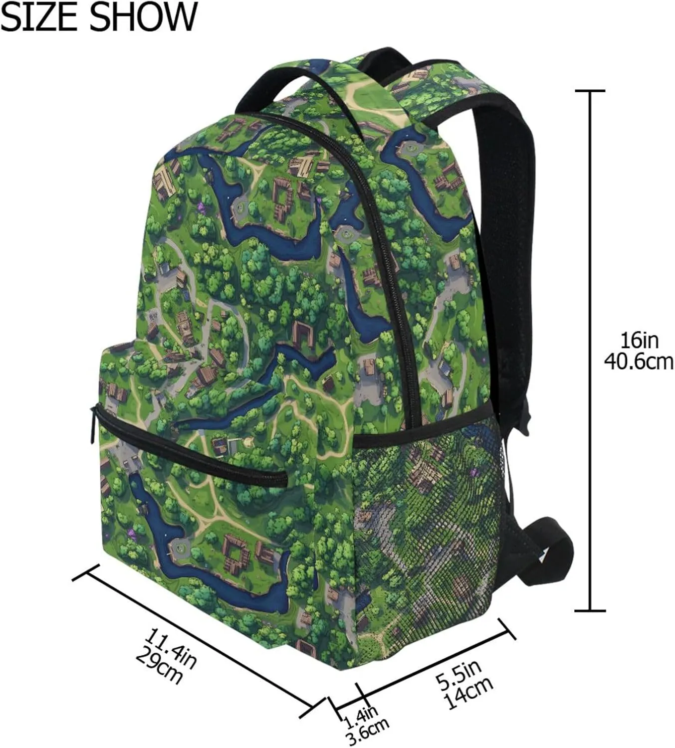 Backpacks for Men Women Waterproof College School Computer Bag with Chest Strap for Travel Trip Game Map