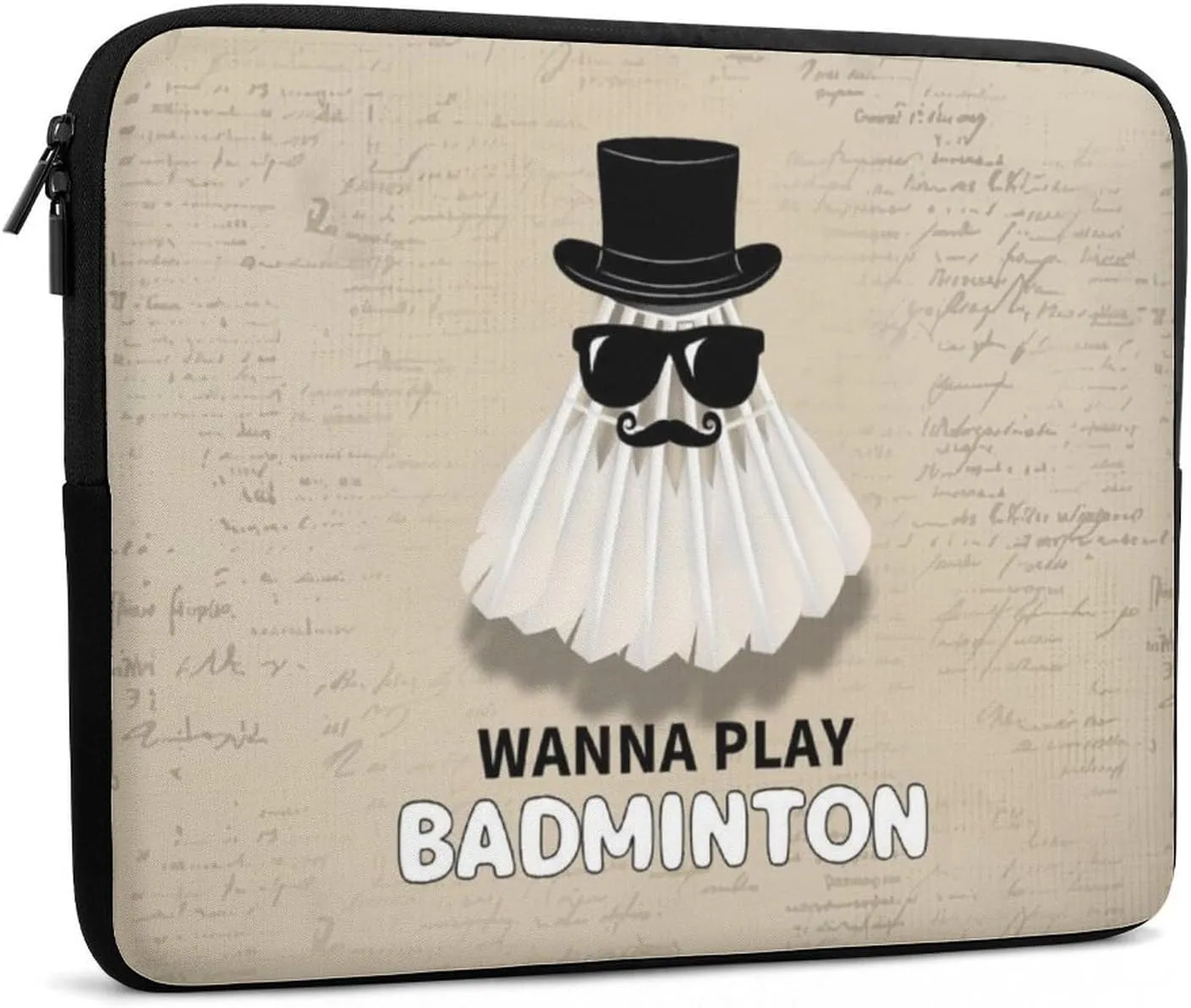 Badminton Beard Newspaper Laptop Sleeve 13/15 Inch Briefcase Cover Shockproof Protective Case Handbags Portable Laptop Bag