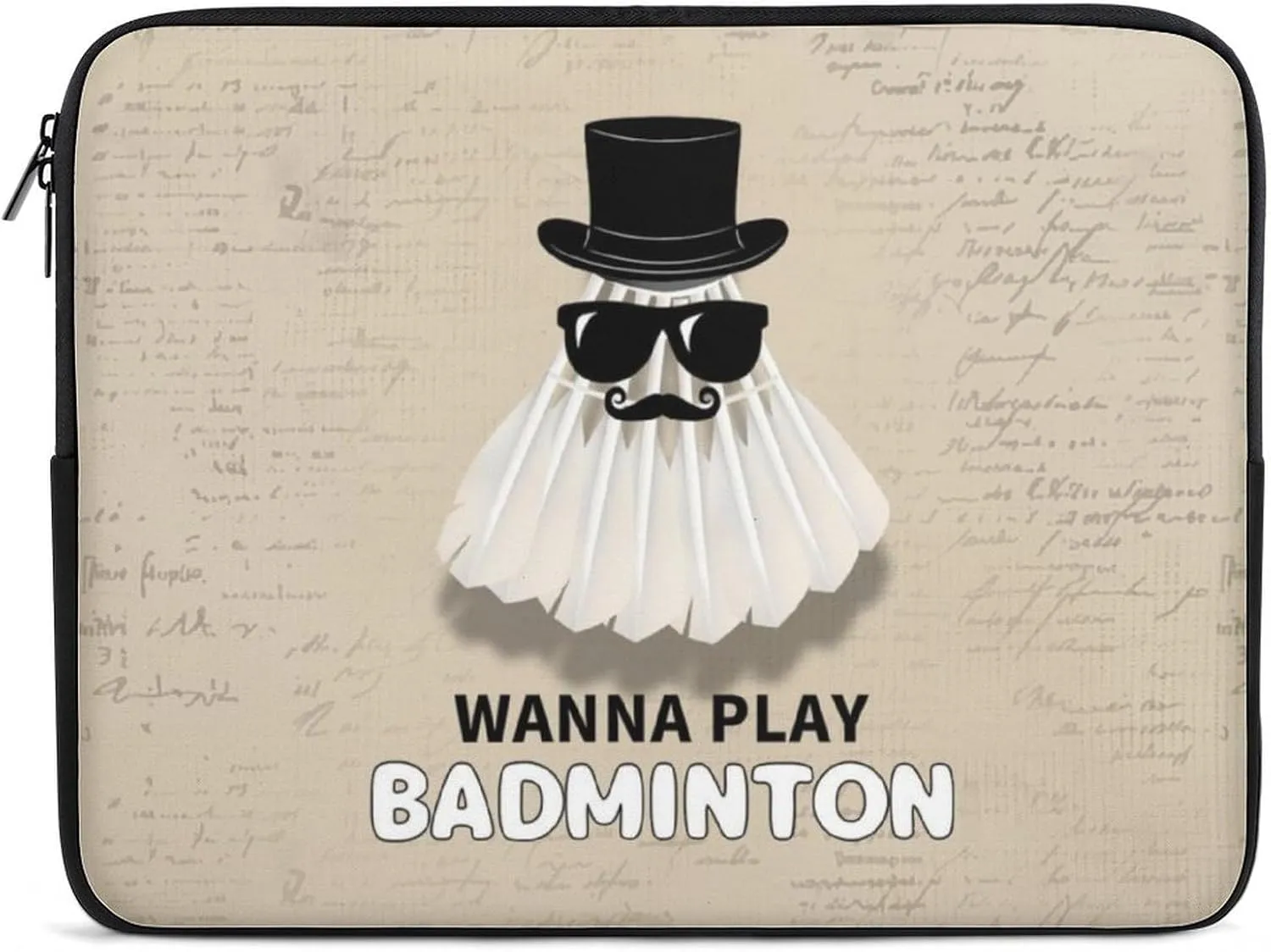 Badminton Beard Newspaper Laptop Sleeve 13/15 Inch Briefcase Cover Shockproof Protective Case Handbags Portable Laptop Bag