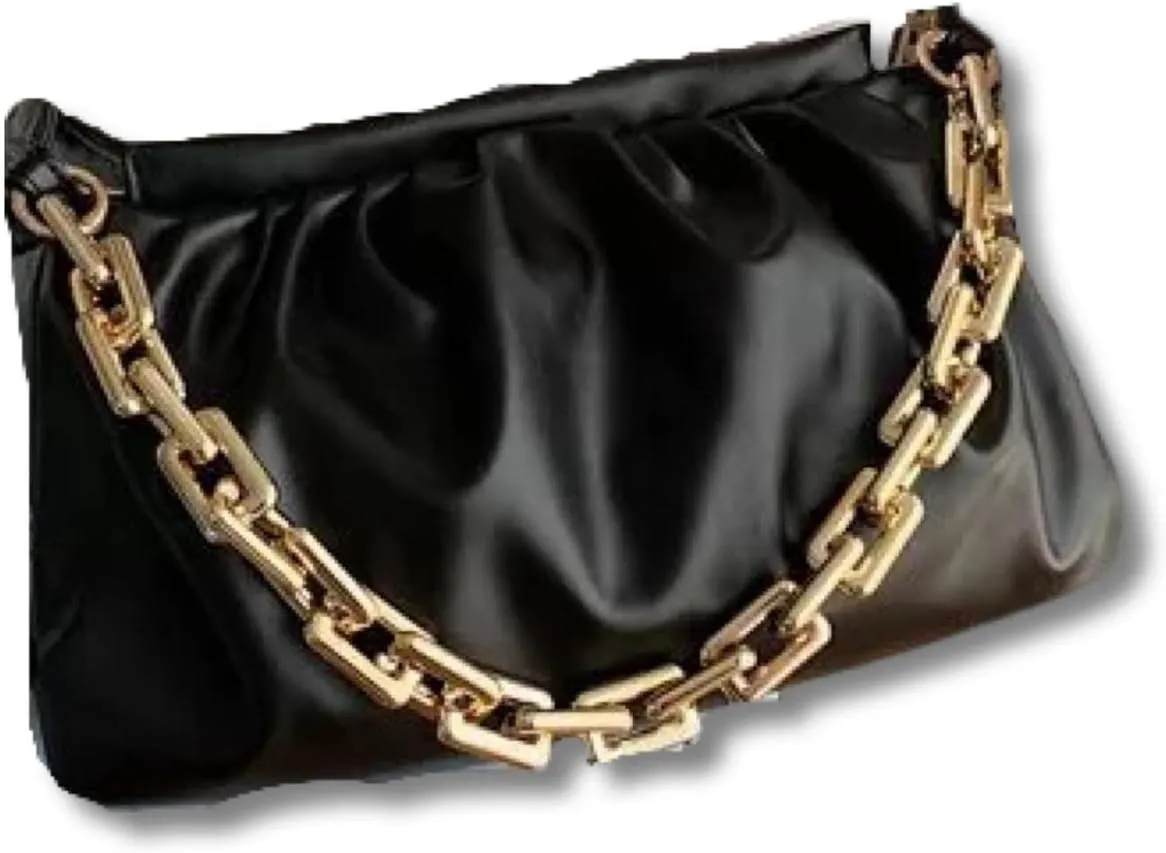 Bag shoulder cloud puffy bag with gold chain vegan leather