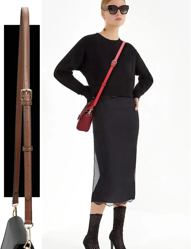 Bag Straps 1.2cm Wide Genuine Leather Bag Strap Handbag Crossbody Bag Durable Belt Replacement Modifications Shoulder Strap Bag Accessories Adjustable Bag Straps(Coffee Color)