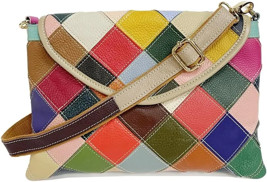 Bag White Collar Commuter Women's Color Leather Linger Splicing Shoulder Crossbody Bag