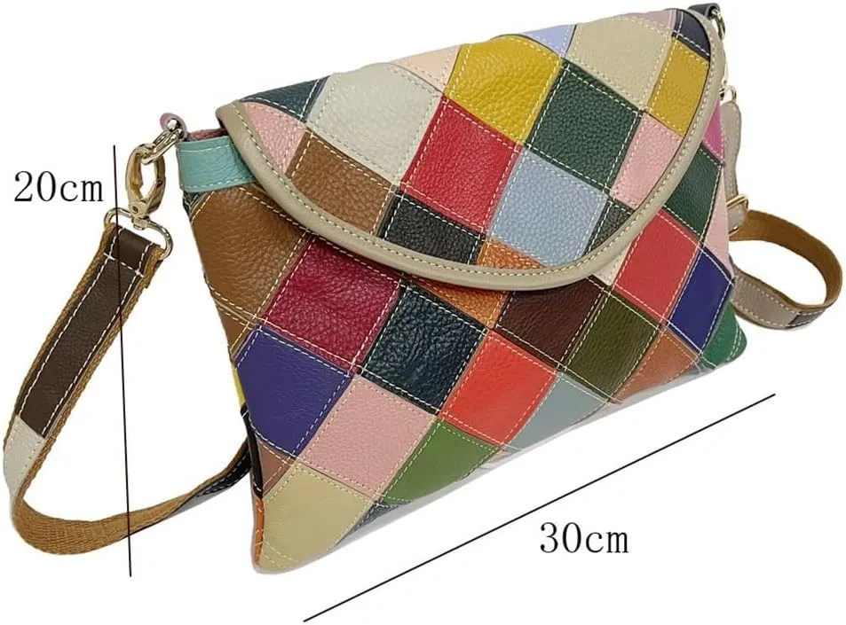 Bag White Collar Commuter Women's Color Leather Linger Splicing Shoulder Crossbody Bag