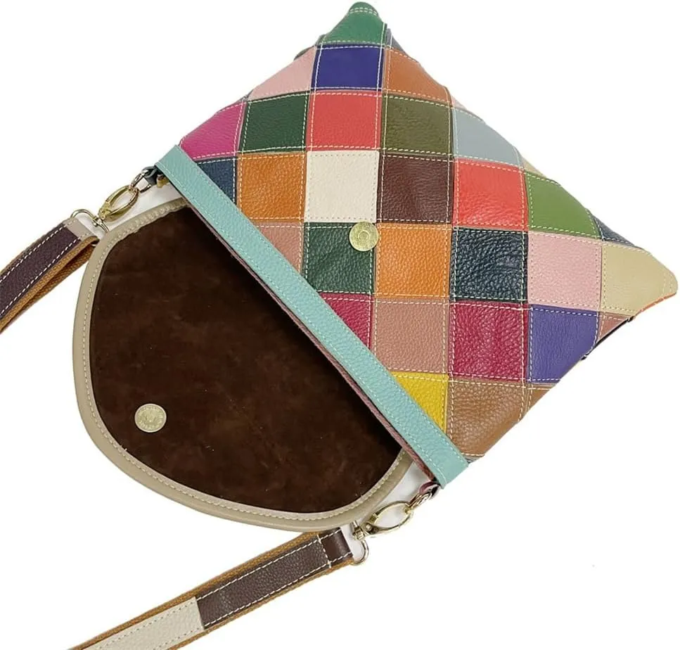 Bag White Collar Commuter Women's Color Leather Linger Splicing Shoulder Crossbody Bag