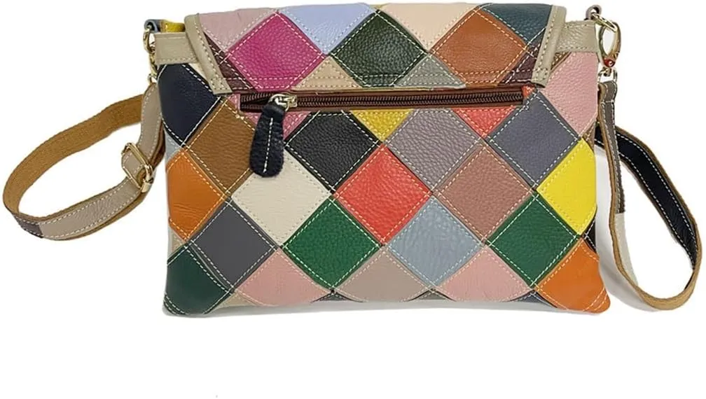 Bag White Collar Commuter Women's Color Leather Linger Splicing Shoulder Crossbody Bag
