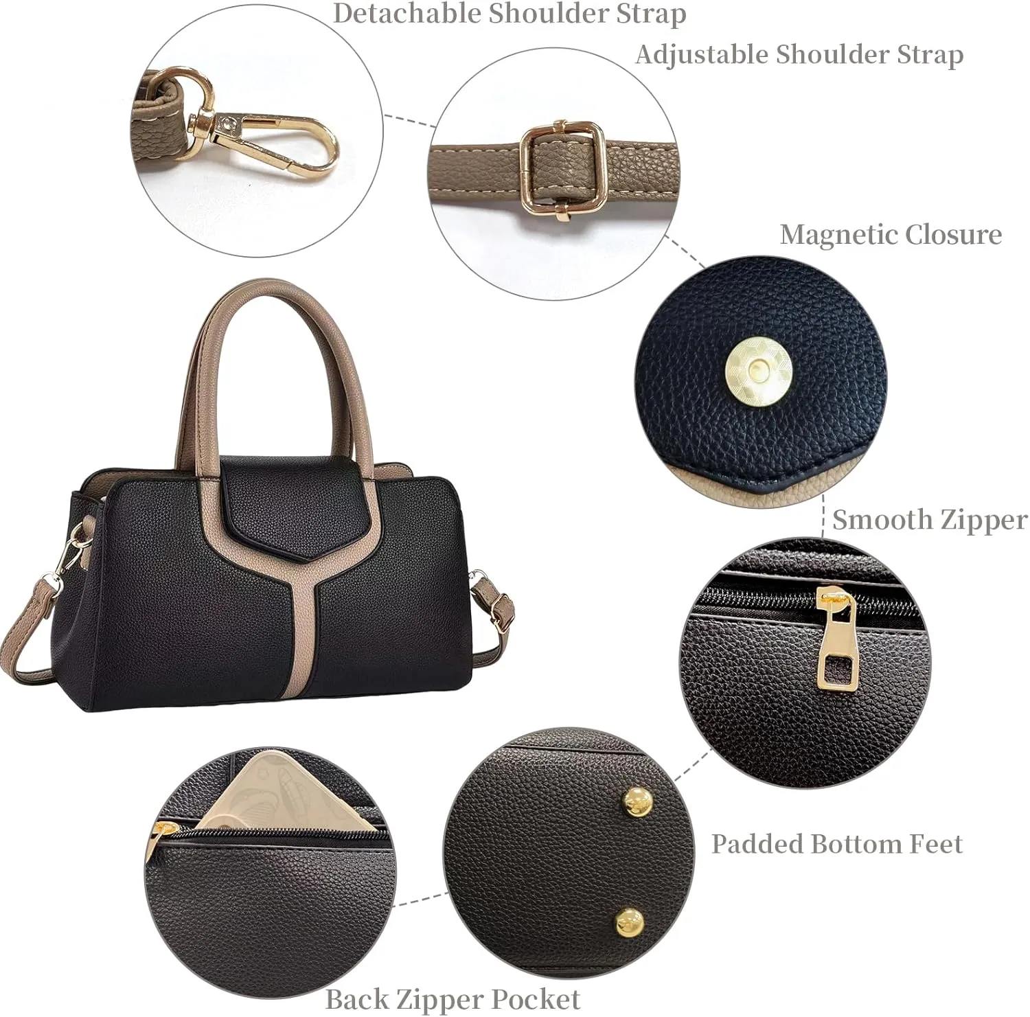 BAG WIZARD Womens Handbags and Purses Top-Handle Shoulder Handbag Vegan Leather Crossbody Satchel Bag