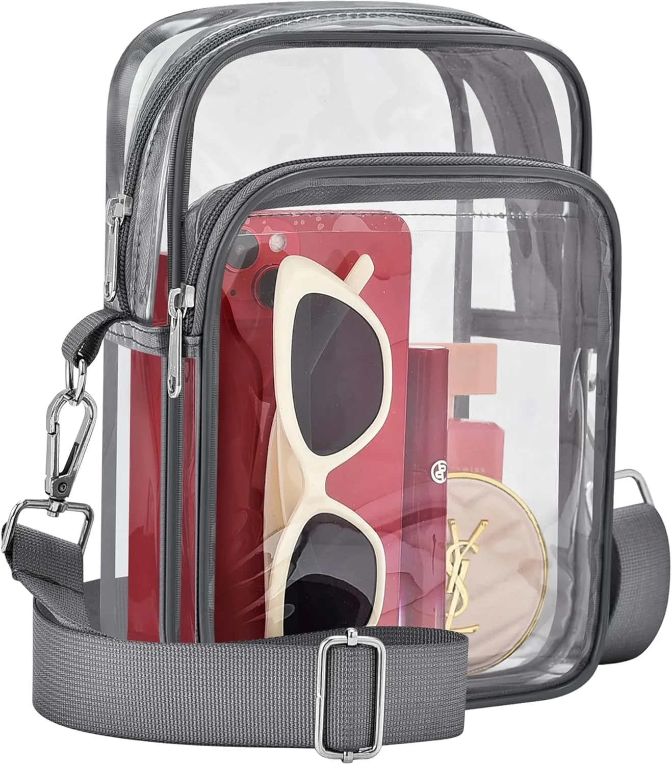 Bagenius Clear Bag for Stadium Events, Clear Purse with Removable Strap, Transparent Bag for Sports Concert and Festivals