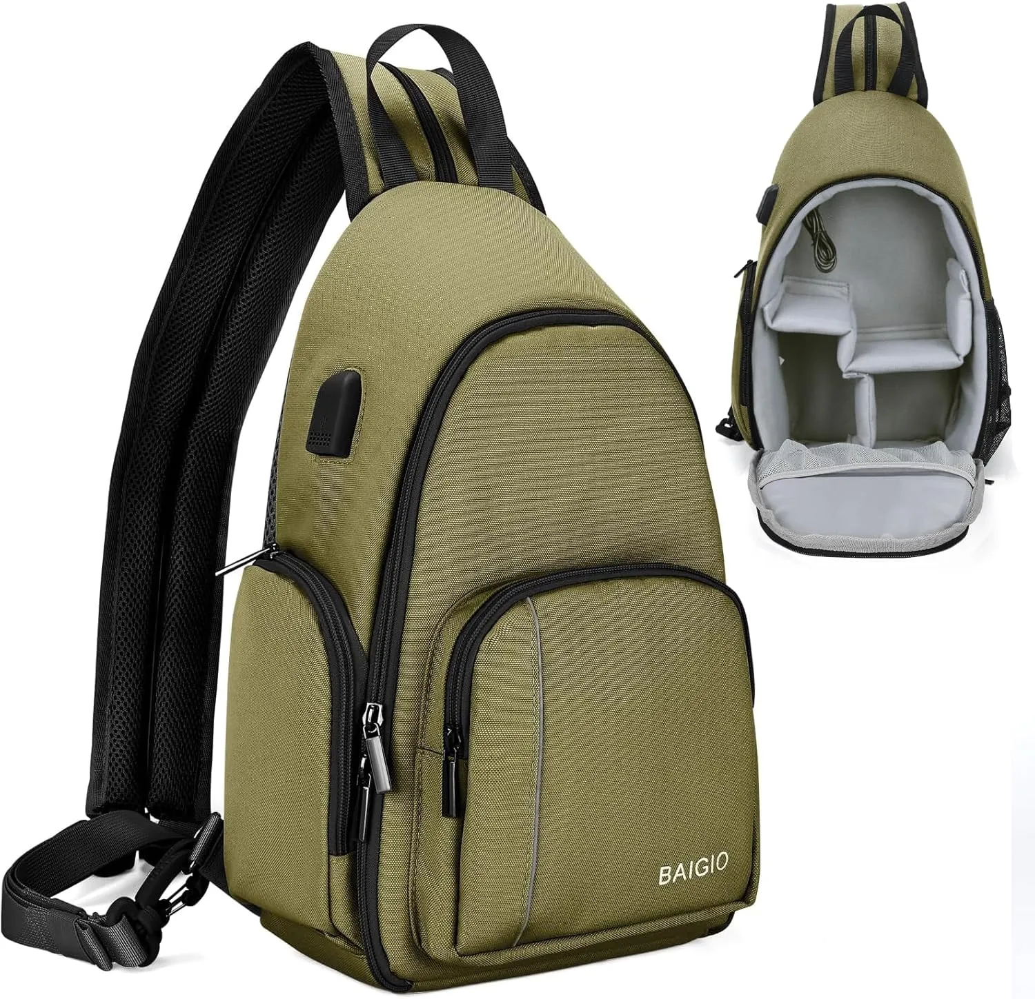 BAIGIO Camera Sling Bag Small Camera Backpack for Photographers,Water-resistant Camera Crossbody Bag Travel Caemra Backpack for DSLR SLR Mirrorless Camera