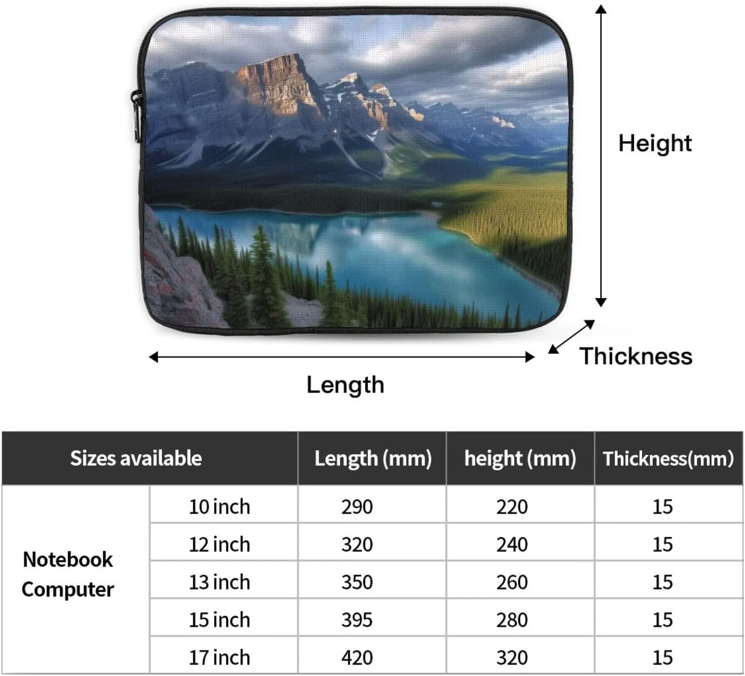 Banff National Park Laptop Case 17 inch, Shockproof Protective Computer Sleeve Cover Water Resistant Laptop Bag Carrying Tablet Cover Briefcase Handbags Gifts for Men Women