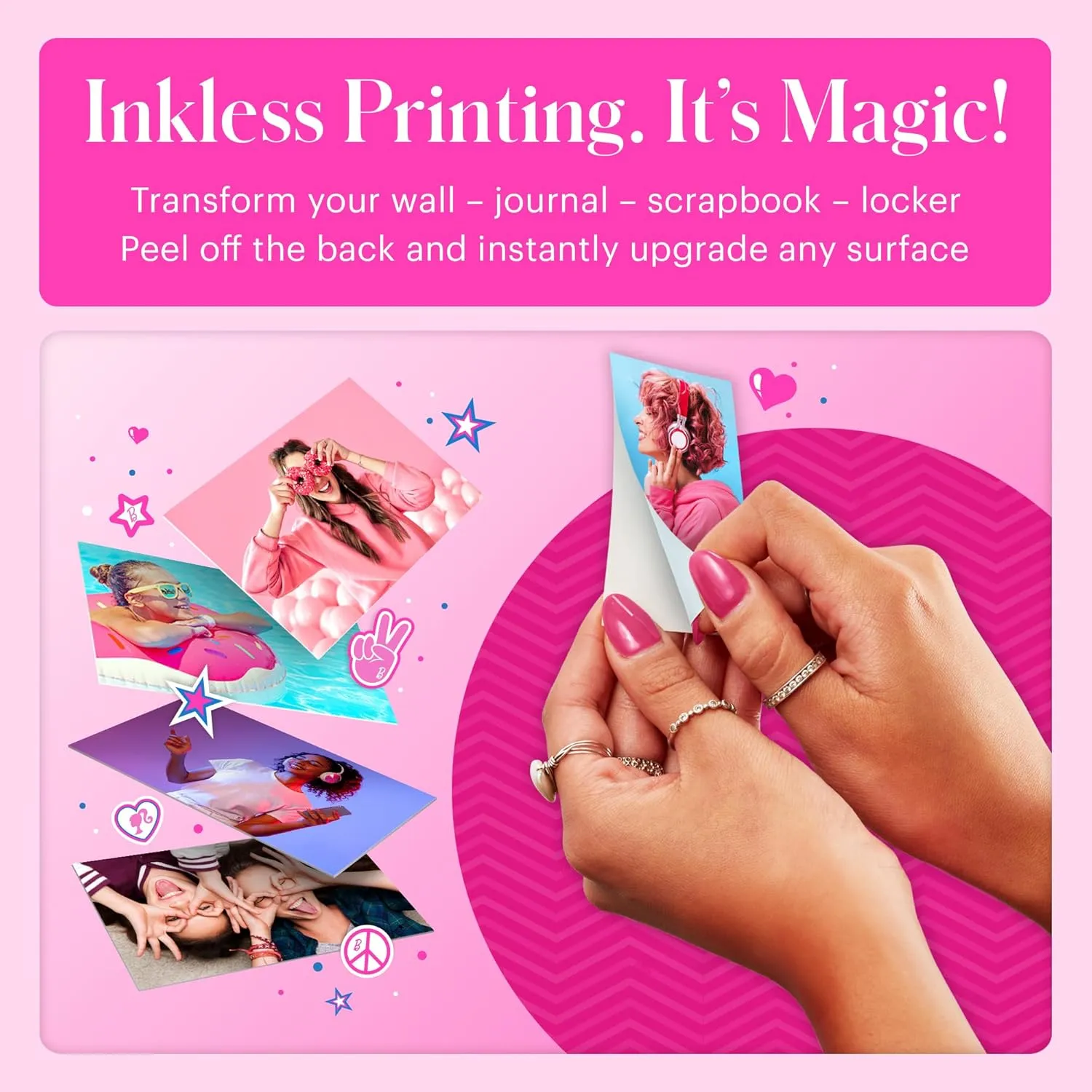 Barbie x Kodak Printomatic Full-Color Instant Print Digital Camera – 5MP Portable Barbie Camera Prints Colorful 2x3” Sticky-Back Photos – Signature Style