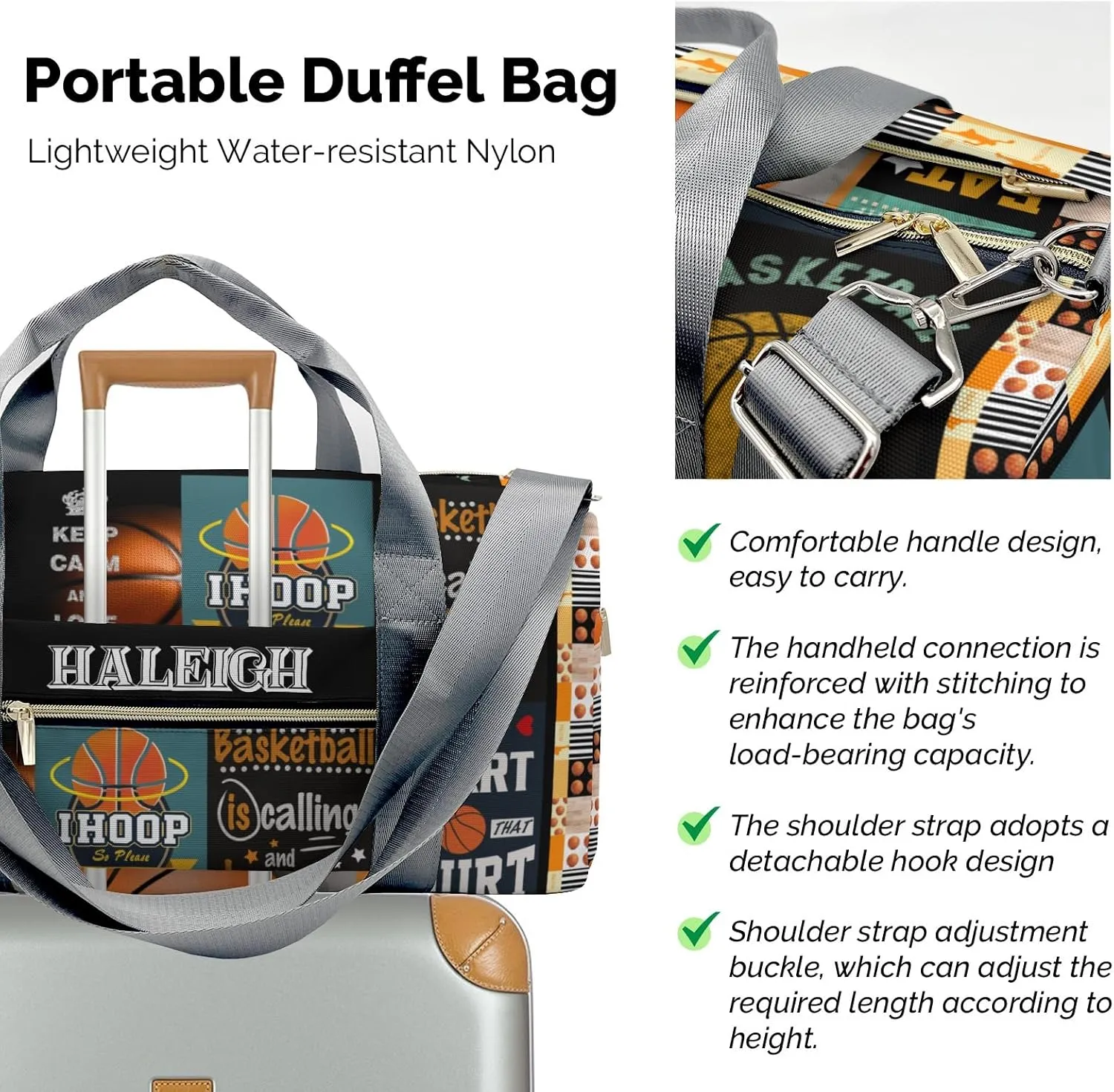 Basketball Player Duffle Bag for Travel, Carry on Bag Travel Bags Sport Ball Canvas Travel Duffel Bag Overnight Weekend Gym Bag Carry On Luggage Bags