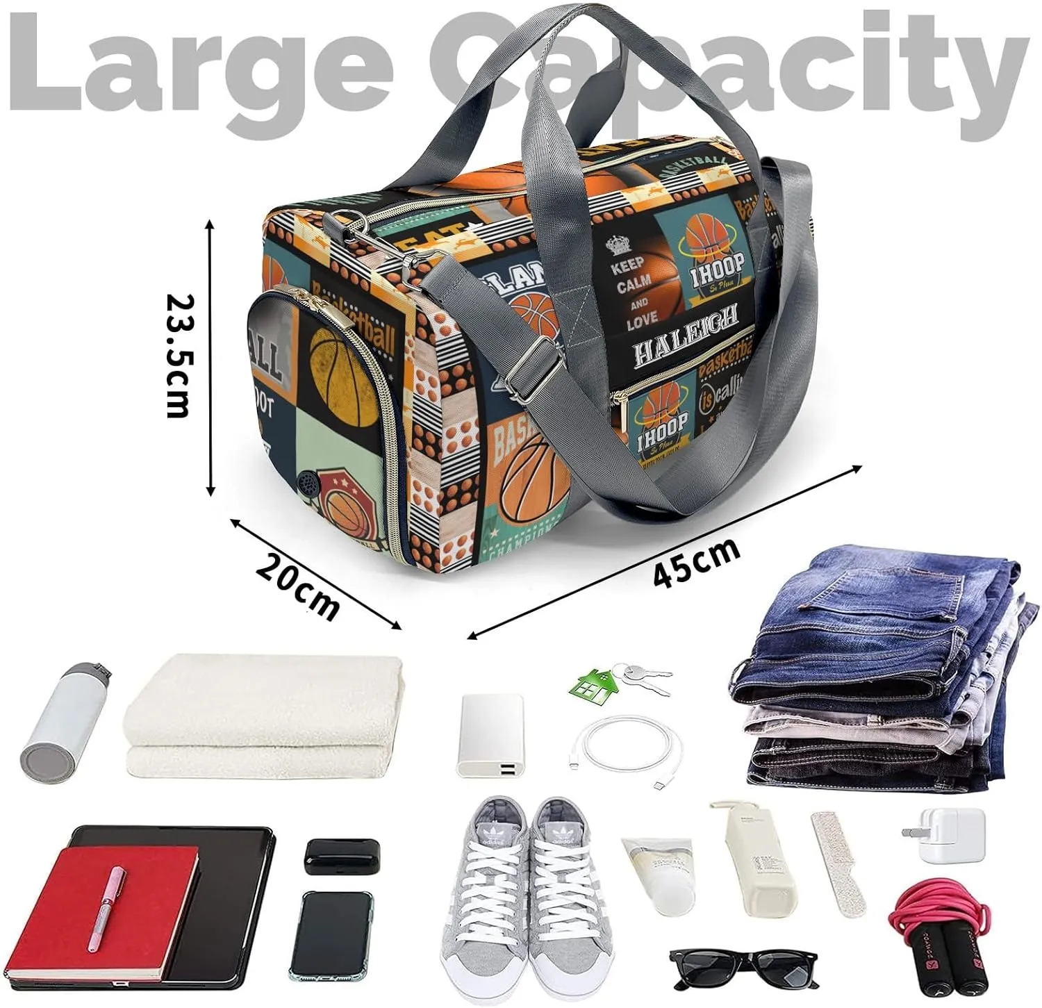 Basketball Player Duffle Bag for Travel, Carry on Bag Travel Bags Sport Ball Canvas Travel Duffel Bag Overnight Weekend Gym Bag Carry On Luggage Bags