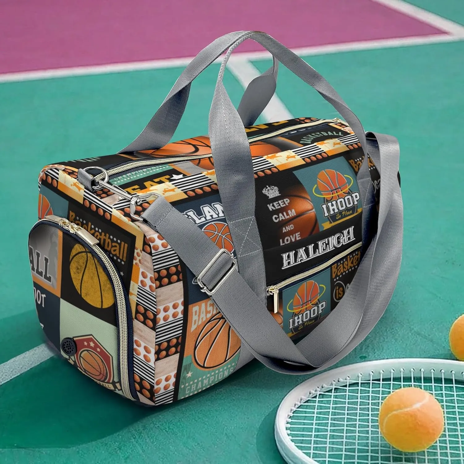 Basketball Player Duffle Bag for Travel, Carry on Bag Travel Bags Sport Ball Canvas Travel Duffel Bag Overnight Weekend Gym Bag Carry On Luggage Bags