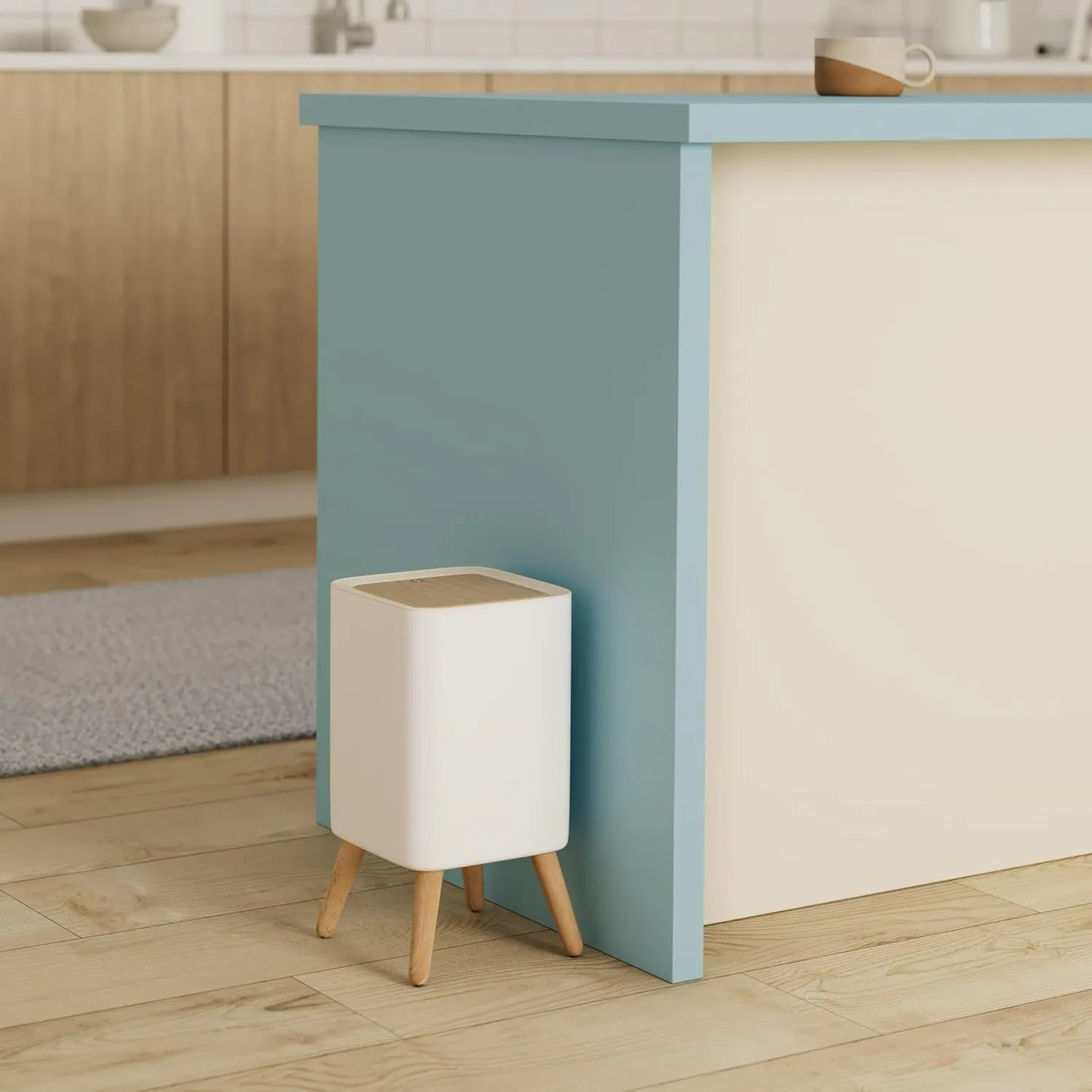Bathroom Trash Can with Lid,2.6 Gallon Modern Office, Near Desk Bedroom Garbage Can Waste Basket with Push Top,Nordic Small Trash Bin for Living Room, Toilet, Nursery,Dog Proof, White