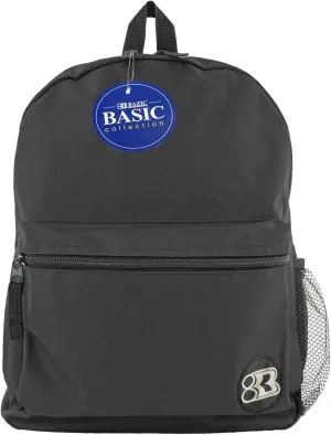BAZIC School Backpack 16" Black, Lightweight School Bag Padded Back & Adjustable Strap for Students, Travel Bag Fit A4 Notebook, 12-Pack