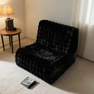 Bean Bag Chair Togo Sofa - Lazy Floor Sofa Couch for Adults,Faux Fur Fireside Chair Menmory Foam Bean Bags Lounger,Beanbag Corner Sofa for Bedroom,Living Room,Lounge,Salon (Black)