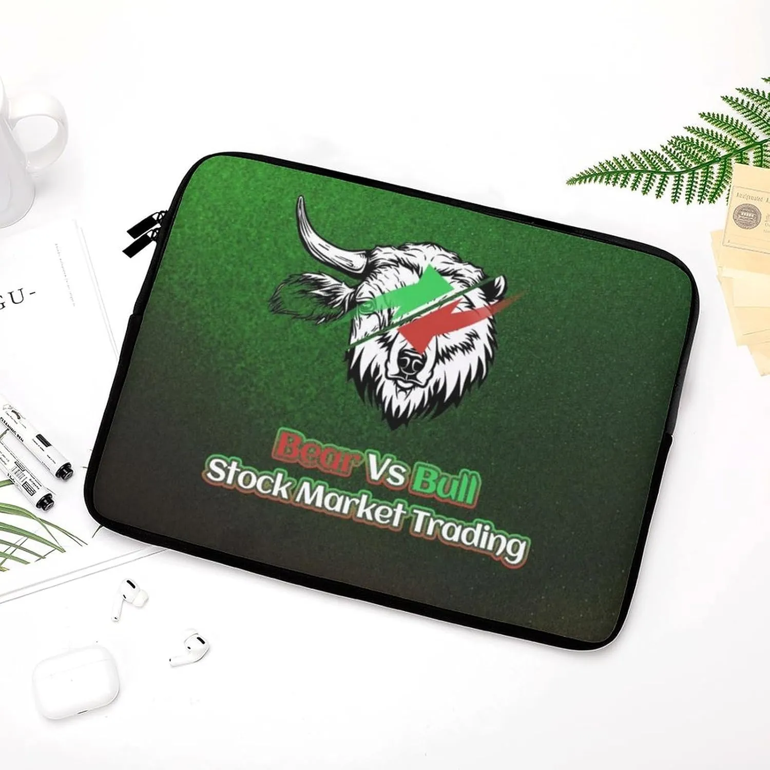 Bear Vs Bull Stock Market Trading Laptop Sleeve 13/15 Inch Briefcase Cover Shockproof Protective Case Handbags Portable Laptop Bag