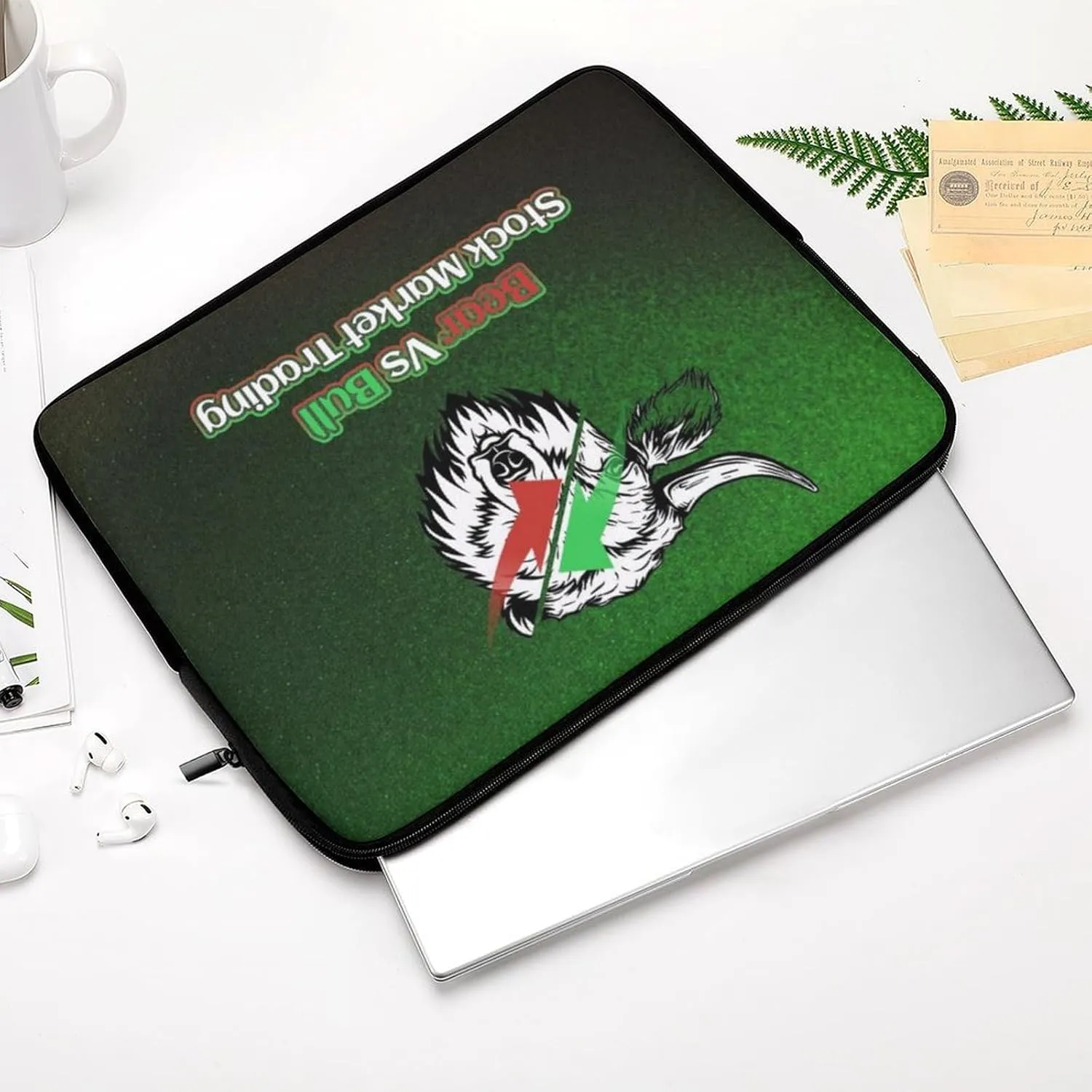 Bear Vs Bull Stock Market Trading Laptop Sleeve 13/15 Inch Briefcase Cover Shockproof Protective Case Handbags Portable Laptop Bag