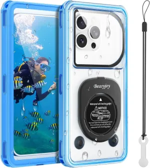 Beasyjoy Waterproof Phone Case, Underwater Phone Case for Snorkeling, Universal IPX8 Diving Pouch with Lanyard Up to 6.9" for iPhone 16/15/14/13/12 Pro Max, Samsung S24/S23/S22/Google/Moto - Dark Blue