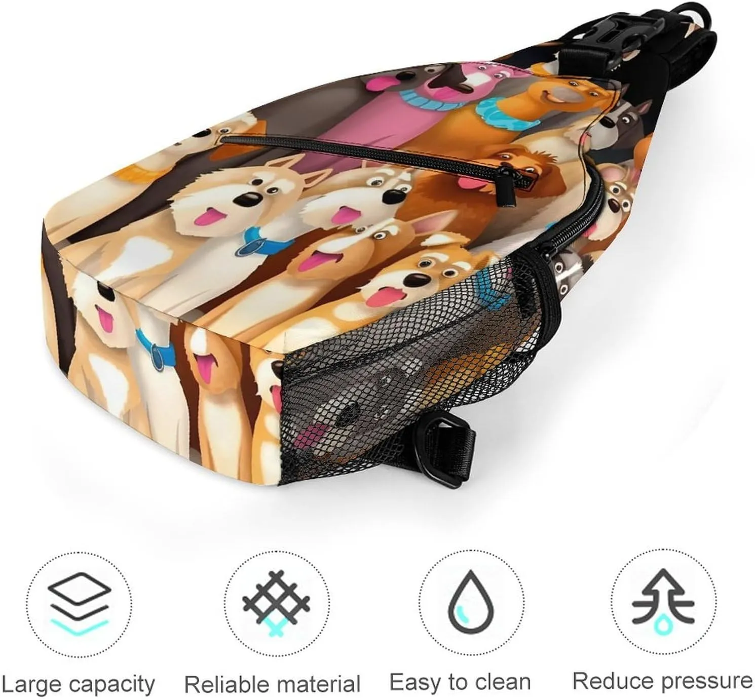 Beautiful White Blue Flowers Sling Bag Lightweight Crossbody Chest Pack Travel Shoulder Bag with Adjustable Strap