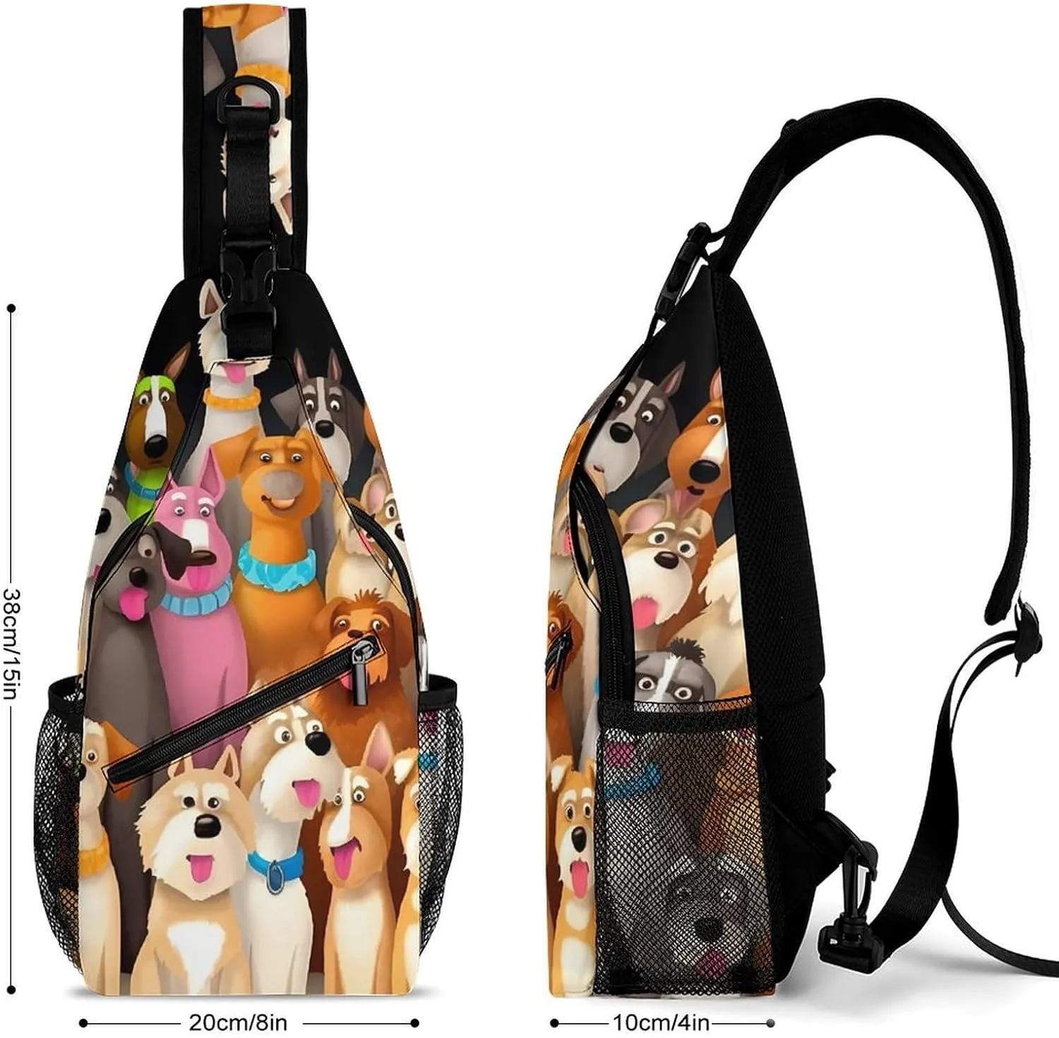 Beautiful White Blue Flowers Sling Bag Lightweight Crossbody Chest Pack Travel Shoulder Bag with Adjustable Strap