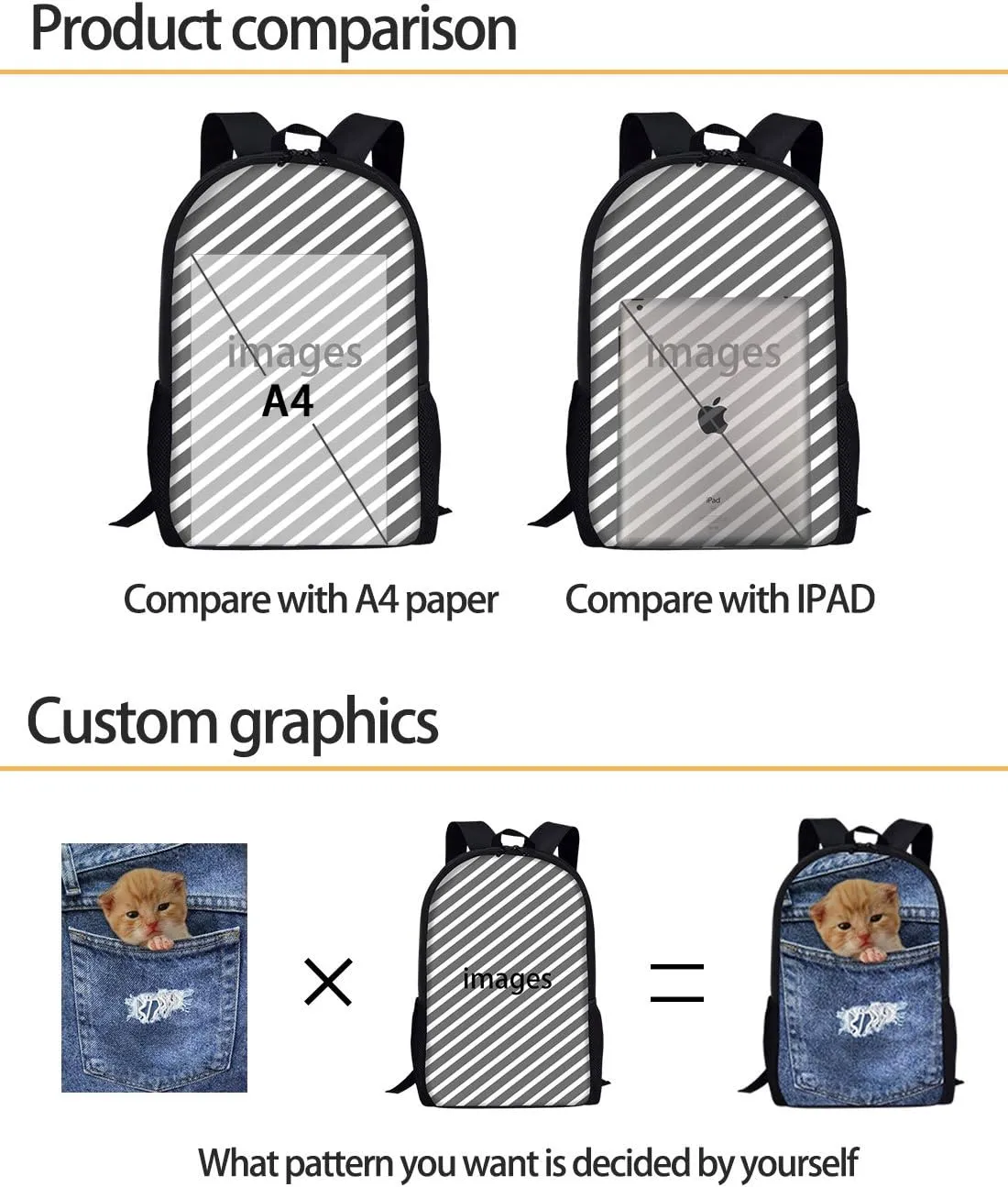Beauty Collector 3D Animal Print Lightweight Backpacks Casual School Bags Daypacks