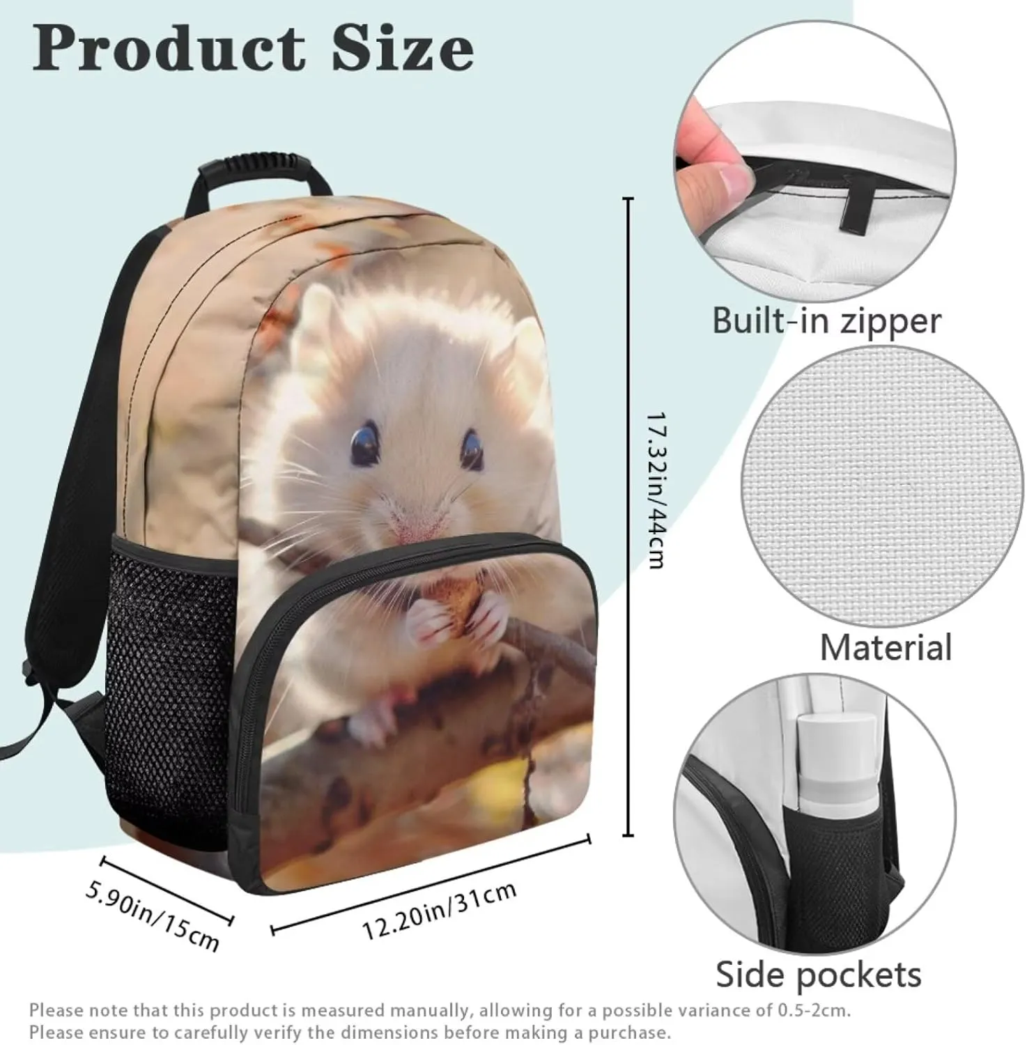 Beauty Collector Hamster Nut Tree Autumn Backpacks Travel Laptop School Book Bag for Teens Kids